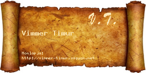 Vimmer Timur névjegykártya
